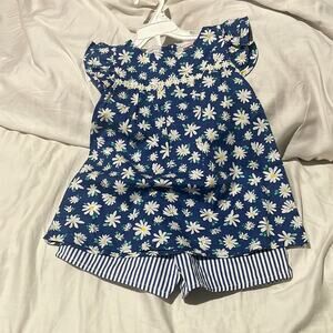 Penelope Mack 6 stripe top floral short set nwt summer cotton dressy play outfit